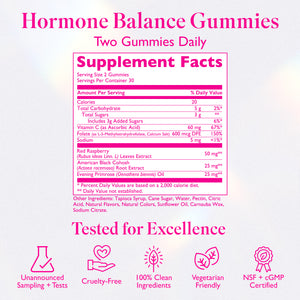 Amy Suzanne Hormone Balance Gummies supplement facts panel.